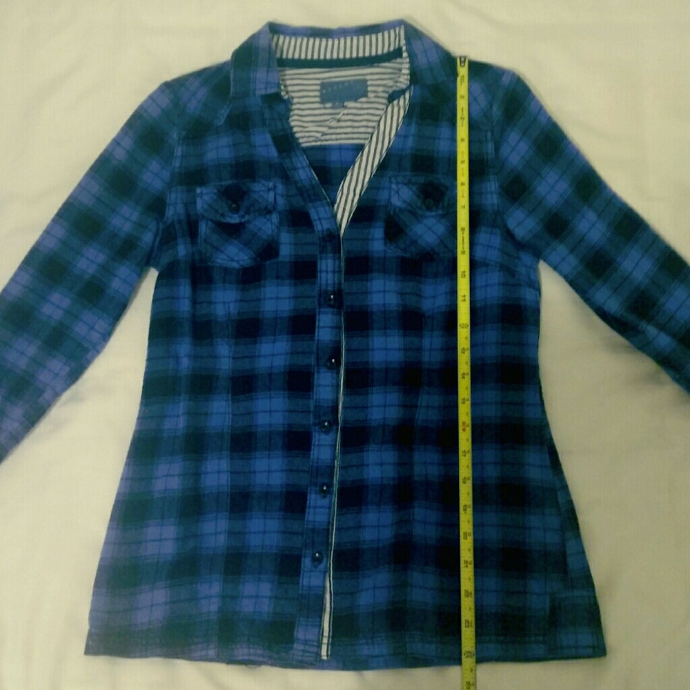 📦 SOLD 26 International Blue Black Flannel Shirt - Picture 5 of 6